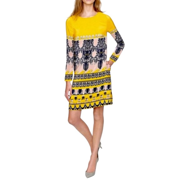 J.Crew Yellow & Black Patterned Shift Dress - Picture 4 of 6